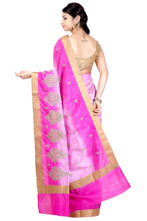 Printed Daily Wear Dupion Silk Saree  (Pink)